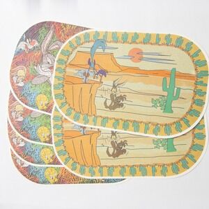 Vintage Warner Bros Looney Tunes Bugs Bunny‎ Placemat Set 90s Cartoon Nostalgia